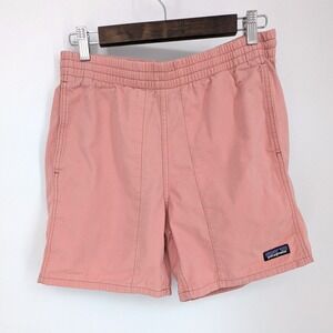 Patagonia Womens Funhoggers Shorts Salmon Pink Elastic Waist Cotton Canvas Small